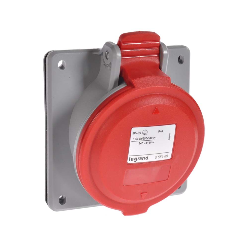 Tomacorriente para empotrar recto 3x16A+N+T 415V IP44 Tempra